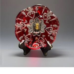 Elegant Queen Elizabeth Crystal Red Accent Bowl Trinkets, Candy Dish